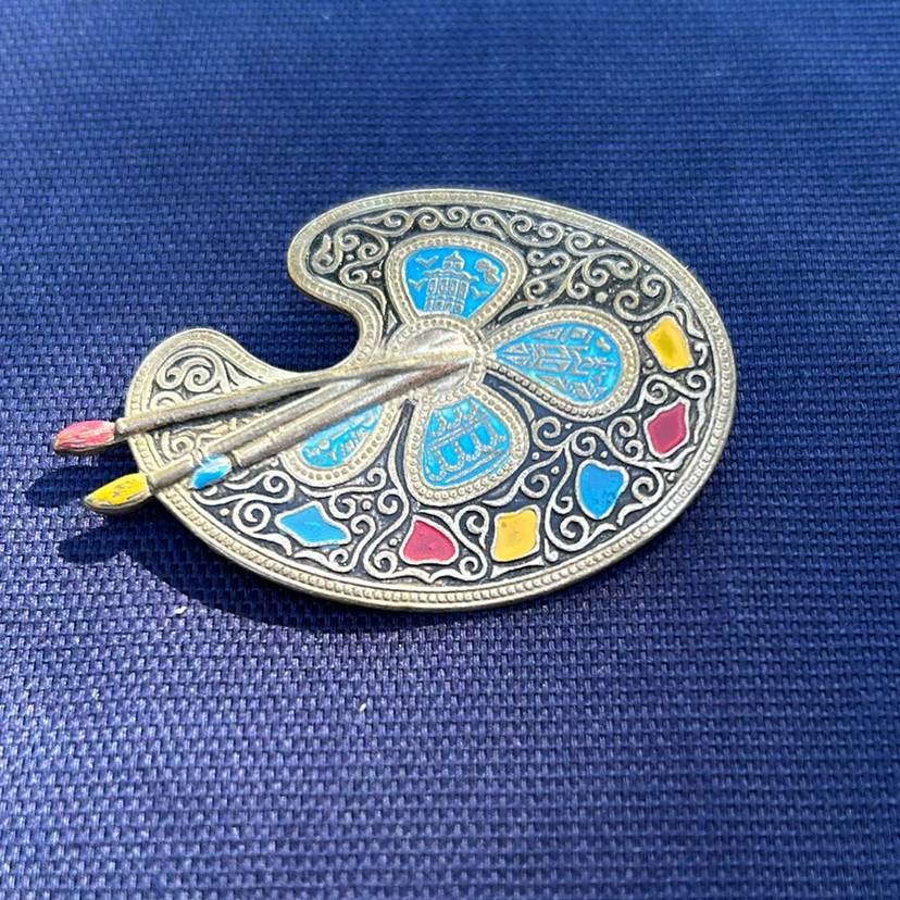 Vintage Damascene Paint Pallet Pendant Marks Spain