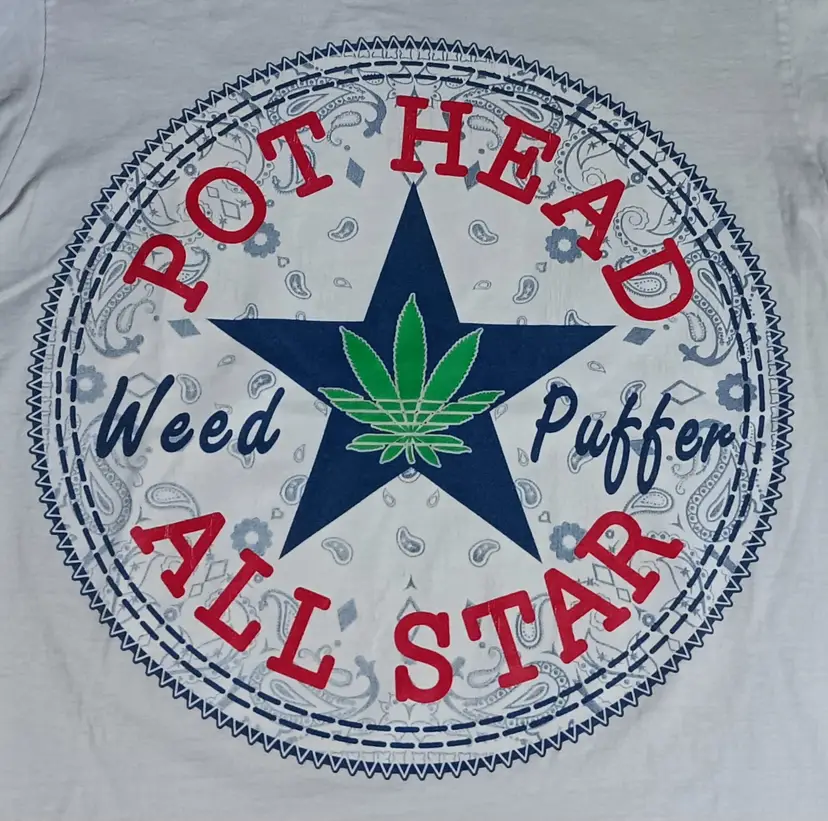 vintage streetwear Converse All-Star Weed Puffer t-shirt pot marijuana
