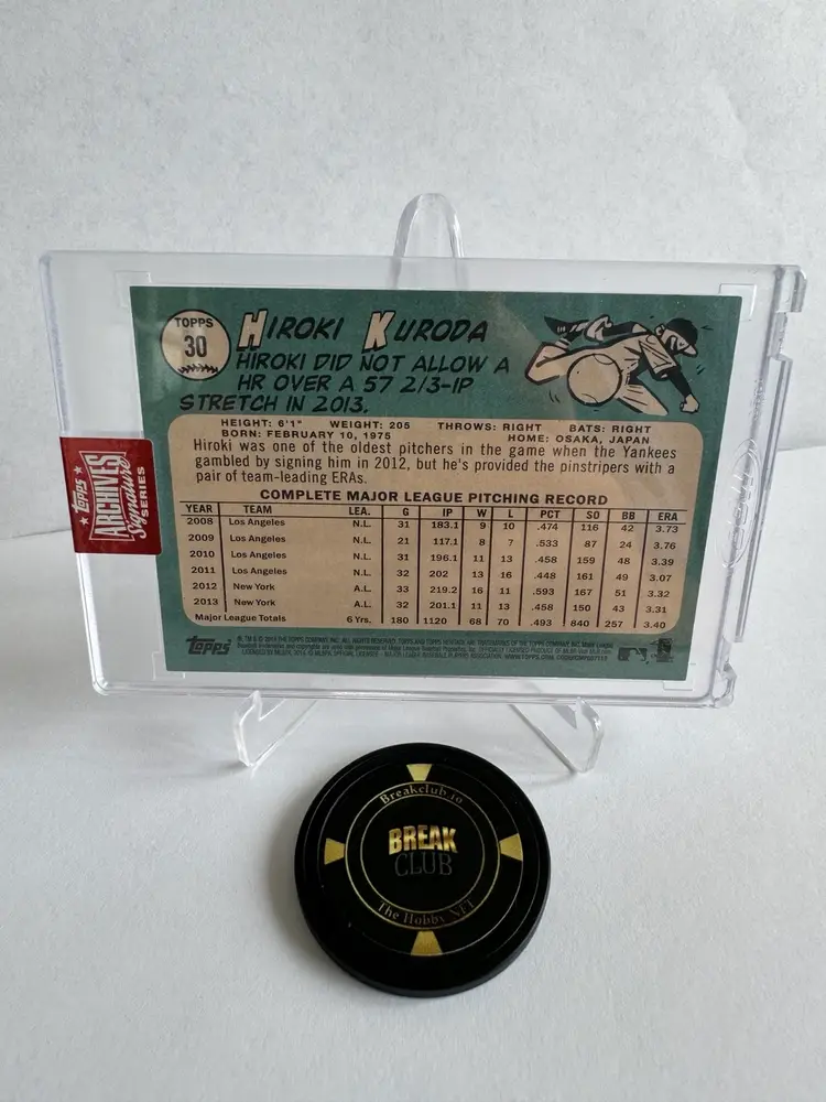 Hiroki Kuroda 57/64 Auto 2023 Topps Archives - New York Yankees