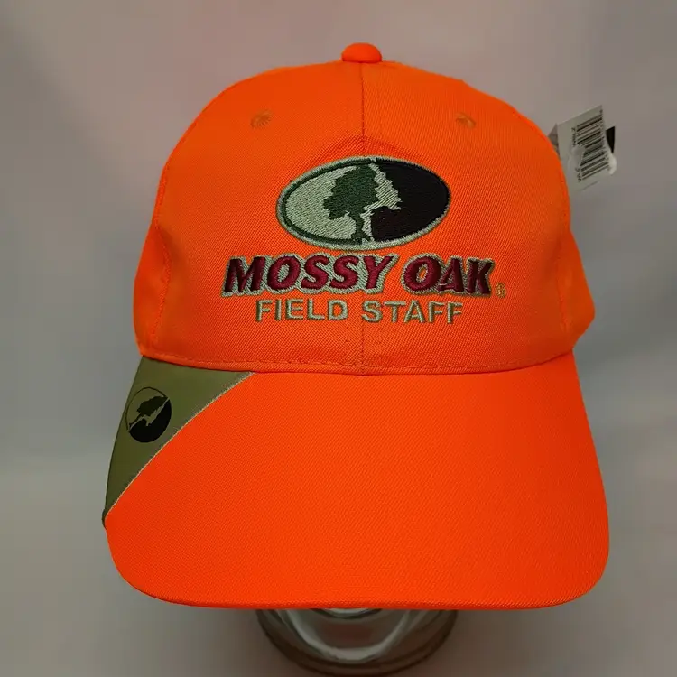 Mossy Oak Field Staff Blaze Orange Hat Cap NWOT Hunting Adjustable Embroidered Logo