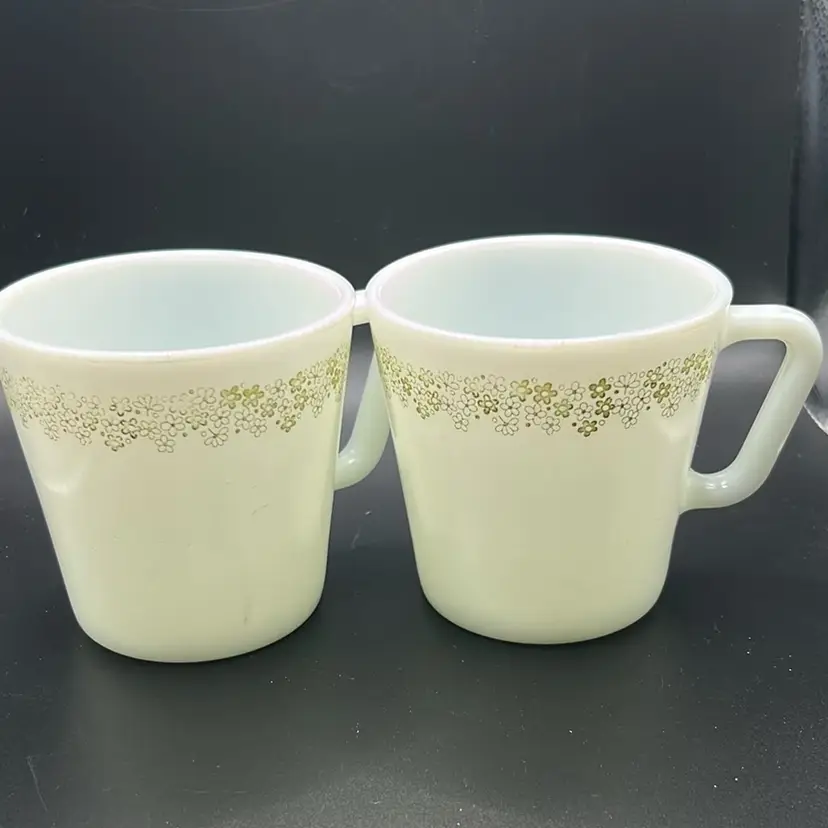 Pair Of Vintage Pyrex Spring Blossom Mugs