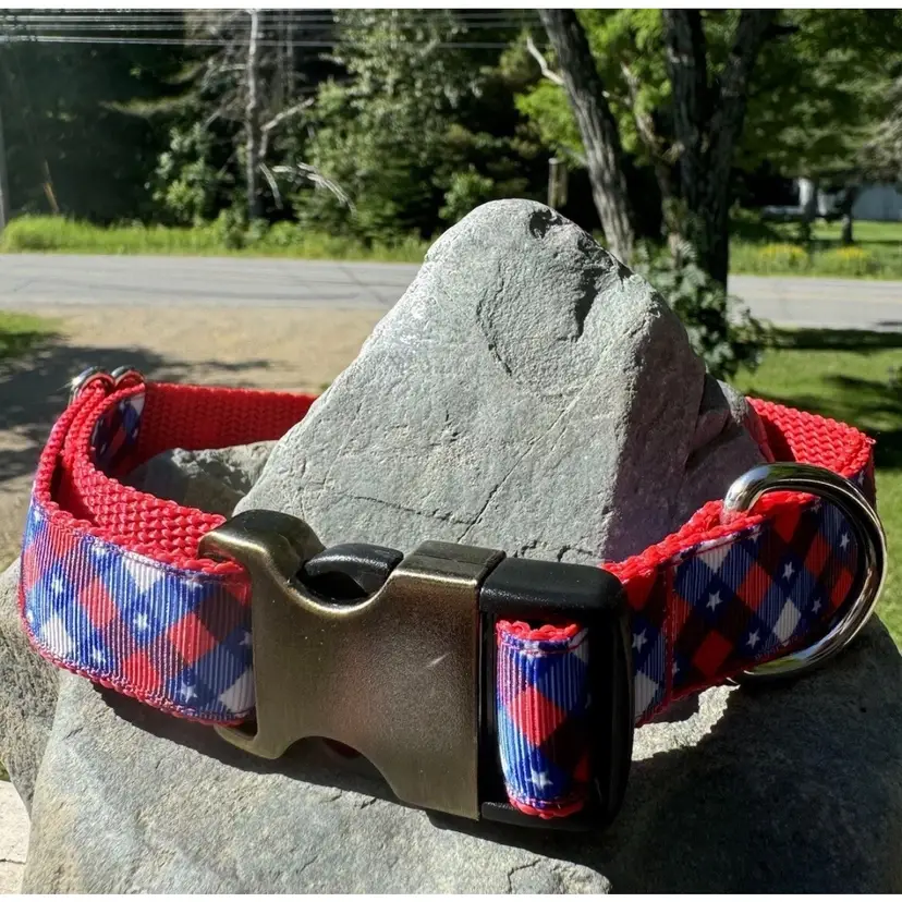 Dog Collar Stars Fourth Of July Patriotic Large Handmade Heavy Duty NEW