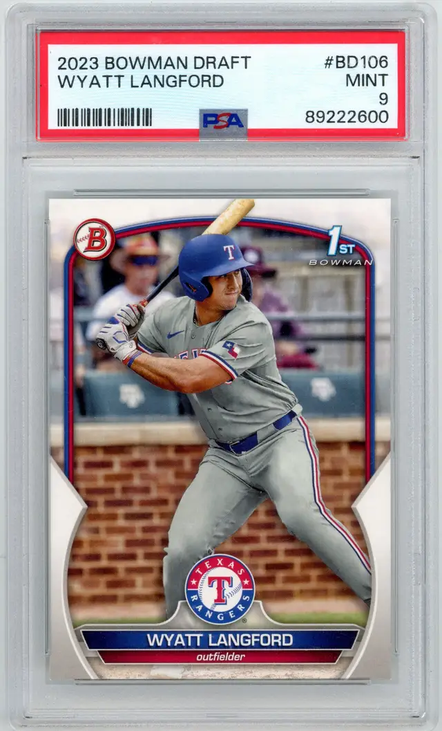 2023 Bowman Draft WYATT LANGFORD 1st Bowman #BD106 RANGERS PSA 9 MINT