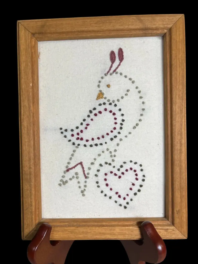 Hand Made Candle Wick Quail Picture in Frame
