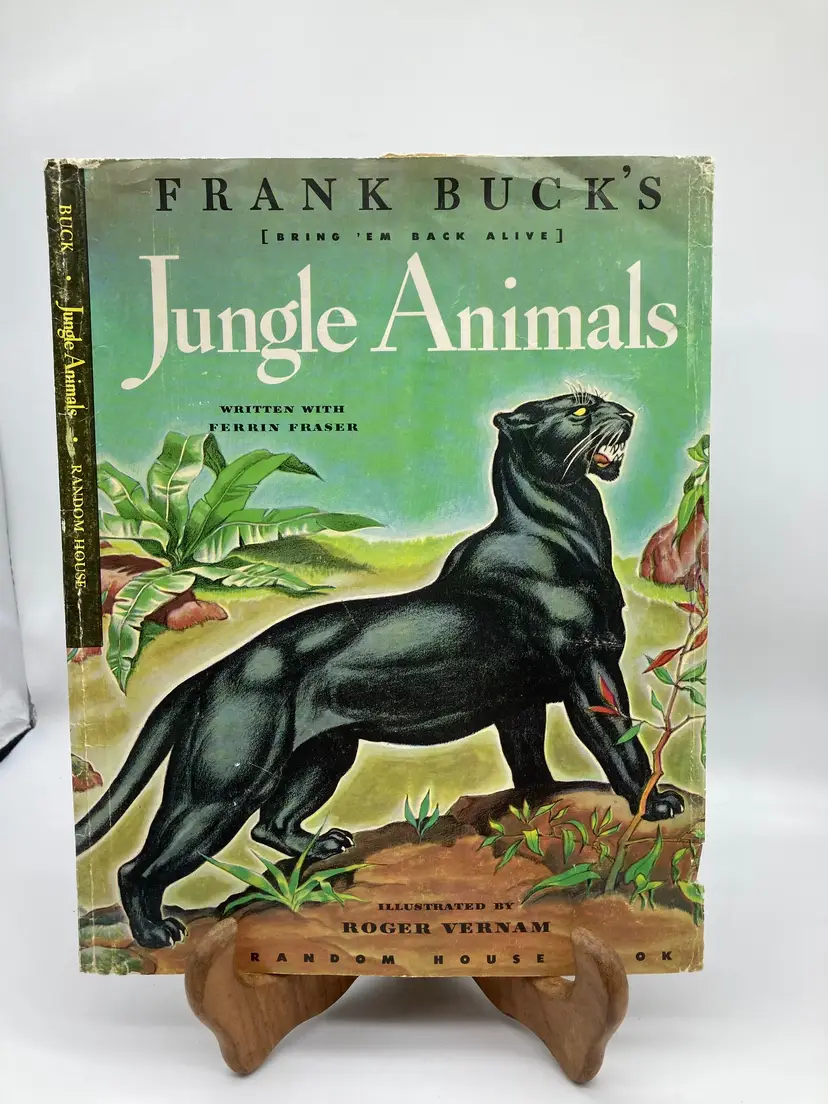 Jungle Animals by Frank Buck, 1945 , Illustrated by Roger Vernam, Book Cover ONLY