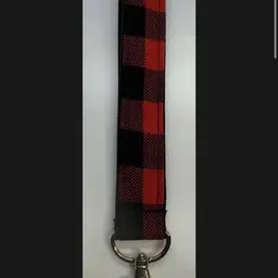 Keychain Lanyard Key Holder Wristlet Red Buffalo Plaid Pattern NEW Handmade 7.5”