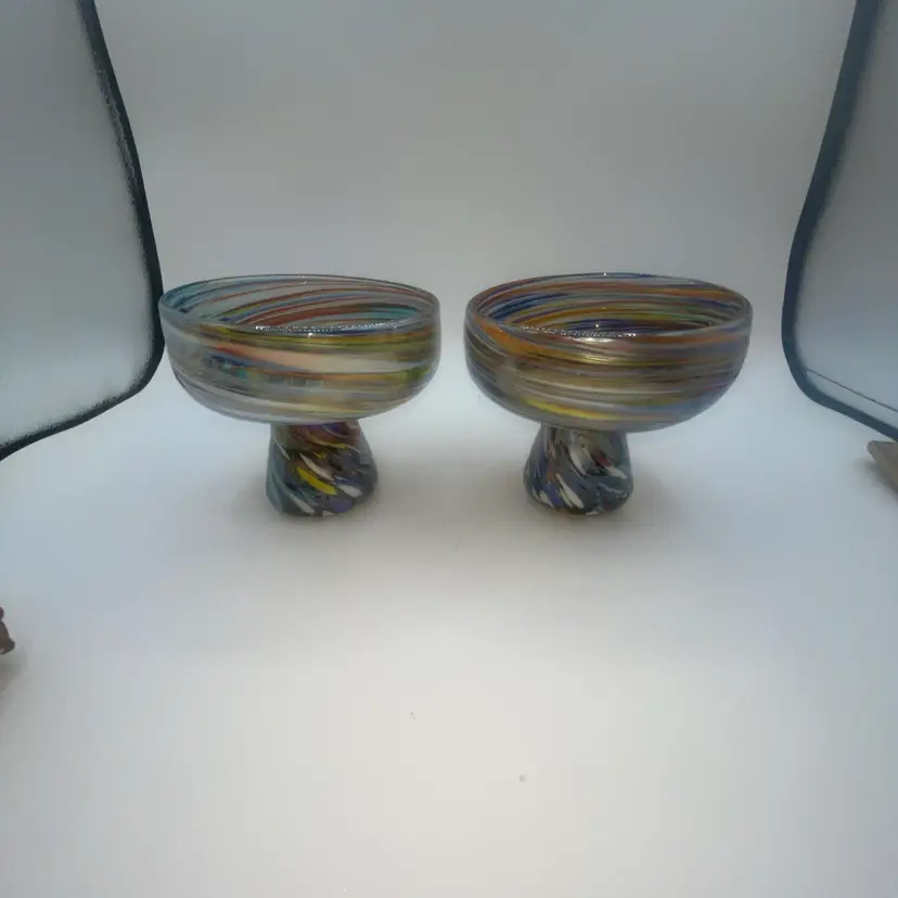 Swirl Multicolor Handcrafted Recycled Margarita Glass Set Of 2