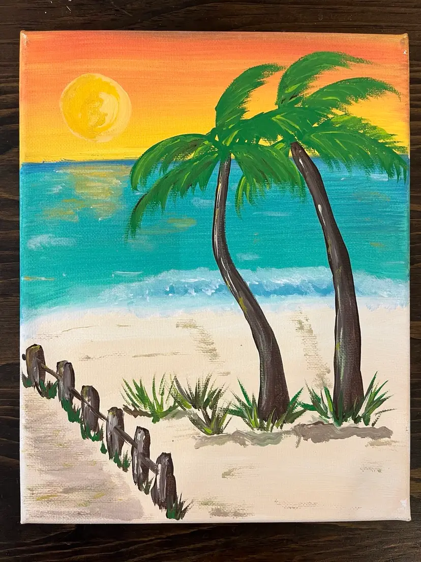 8x10 Acrylic Sunset On Canvas No Birds