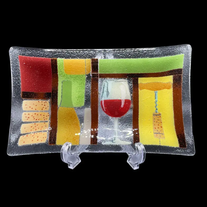 Peggy Karr Glass 2010 Wine Plate 10”x6” (Stand not included)