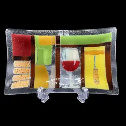 Peggy Karr Glass 2010 Wine Plate 10”x6” (Stand not included)