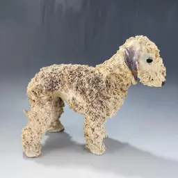 Early Jane Callender Dog OOAK Blue Bedlington Terrier - RARE - Extruded Clay Spaghetti Dog Signed