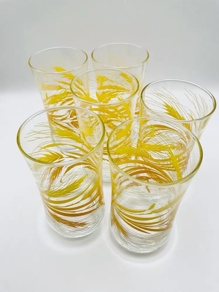 Vintage, 1970’s, Libbey, “Golden Wheat”, Set Of 6, 12 oz. Tumblers
