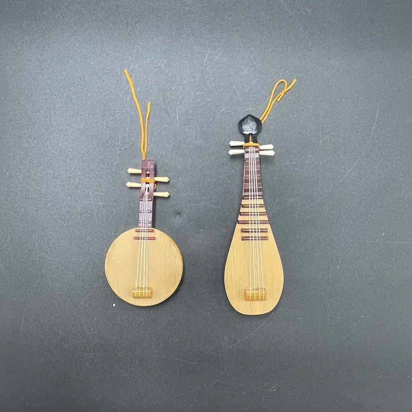 Miniature Yueqin Pipa Hanging Ornaments Chinese Instruments Christmas Set of 2
