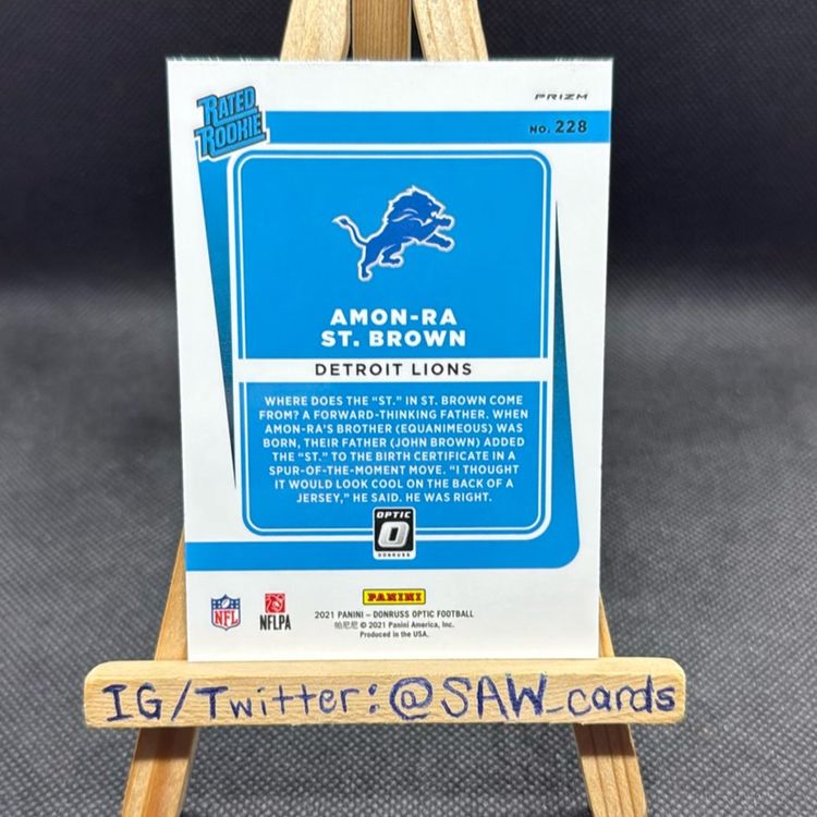 Amon-Ra St. Brown 2021 Donruss Optic Rated Rookie Pink Detroit Lions
