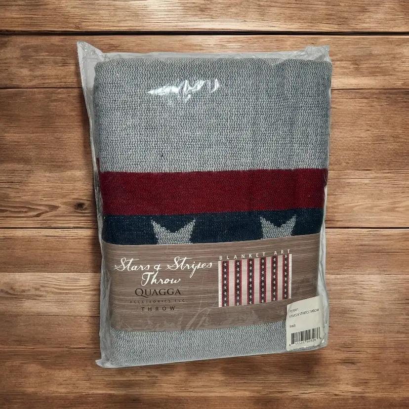 Quagga Throw Blanket Stars & Stripes Red White Blue American Flag 53" X 70"