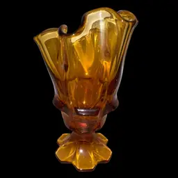 Fenton Valencia 6” Amber Glass Handkerchief Vase