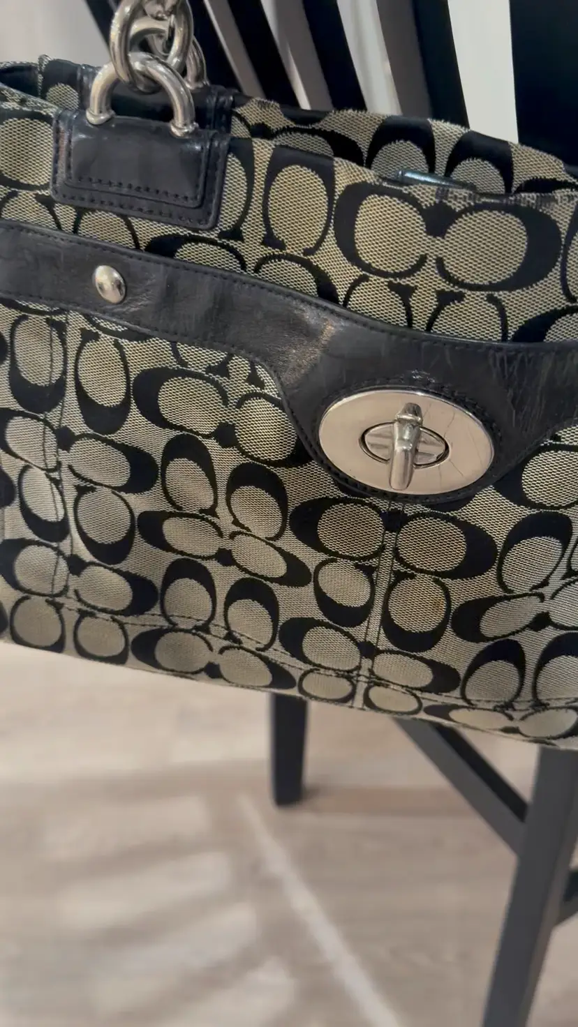 Coach Vintage Black Gray Logo Purse Bag