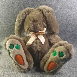 Mary Meyer Bunny Rabbit Plush Brown w/ Carrot Feet Easter Stuffed Animal Vintage