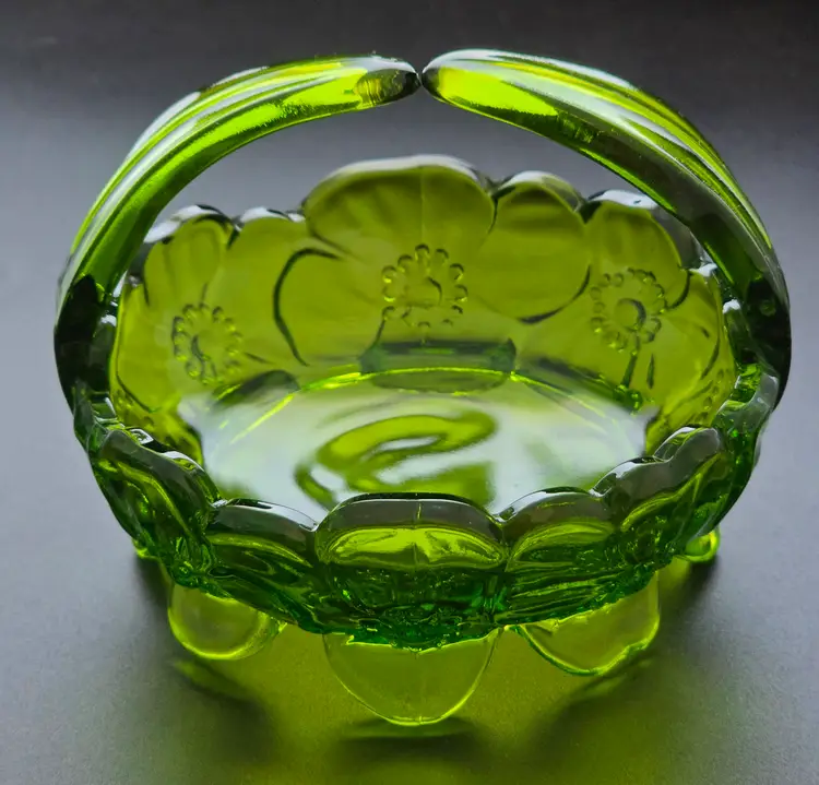 Green Westmoreland glass basket