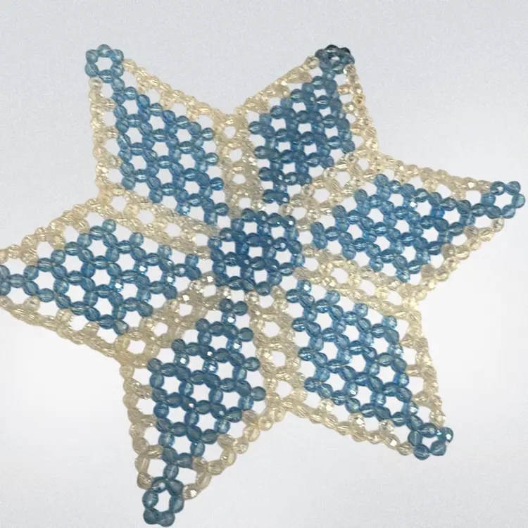 Blue / White Beaded Doily