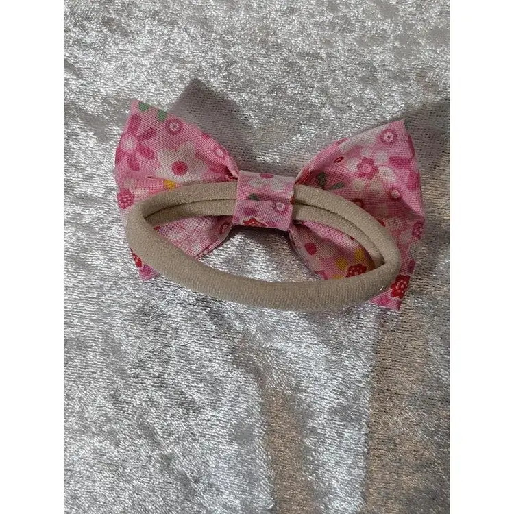 Pigtail Hair Bows - Toddler, Girls, Handmade, Pink Flowers