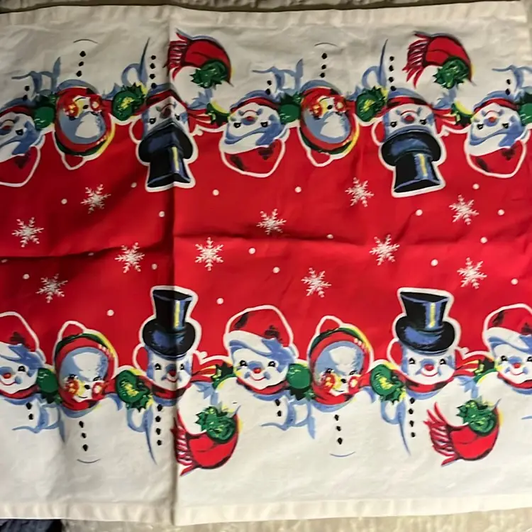 MODA 100% light weight cotton toweling fabric Snowman Buddy -16 in wide x 36 inch - pre hemmed on 2 edges by MODA!