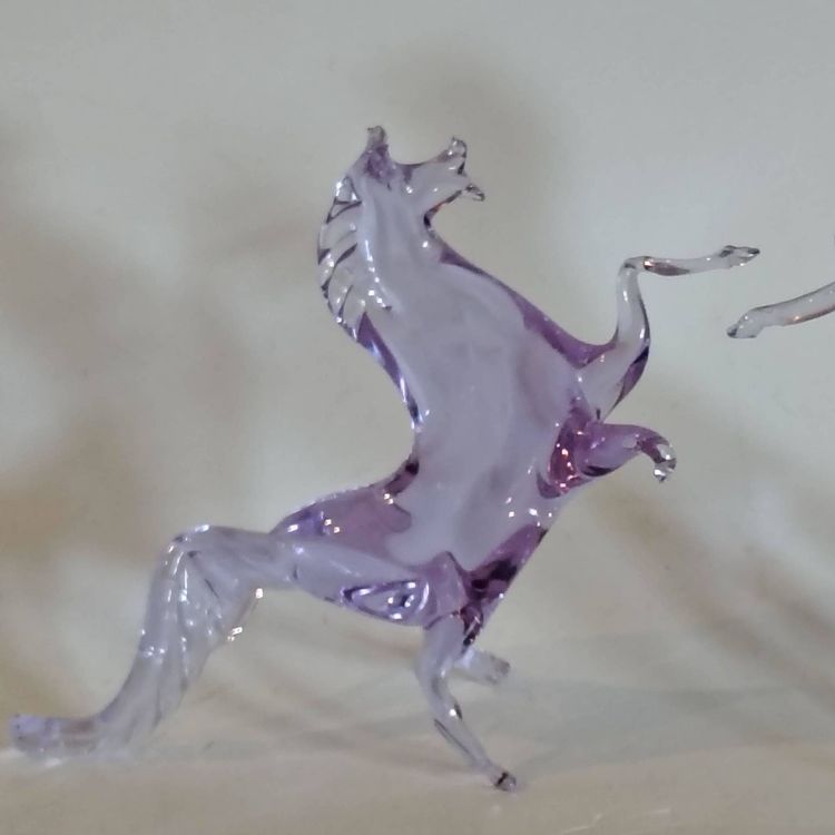Vintage Murano Neodymium Alexandrite 6.5” Art Glass Rearing Horse Figurine