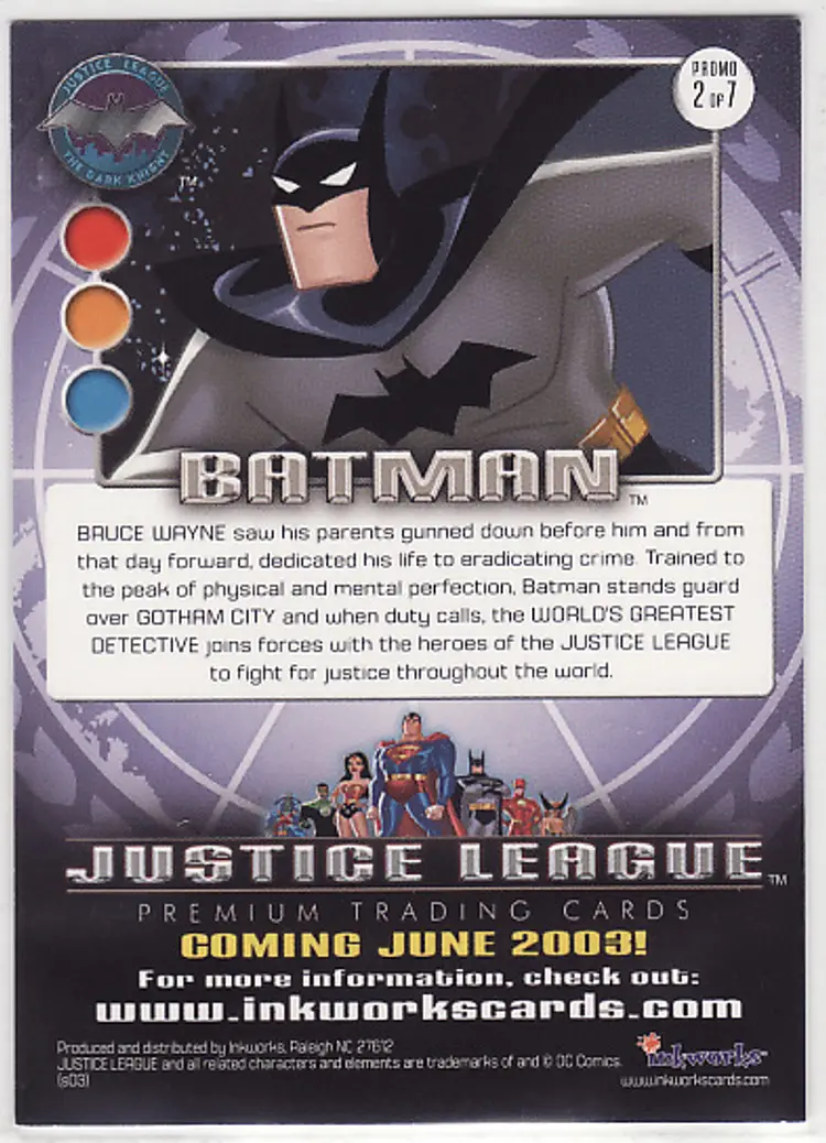 Justice League Promo Card 2 of 7 Batman Inkworks 2003