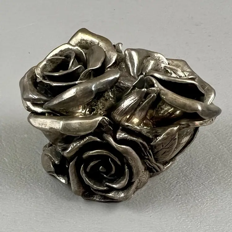 Lord Byron's Harmony Kingdom Garden Double Rose Sterling Silver Box Figurine 1076/1500 England 2"