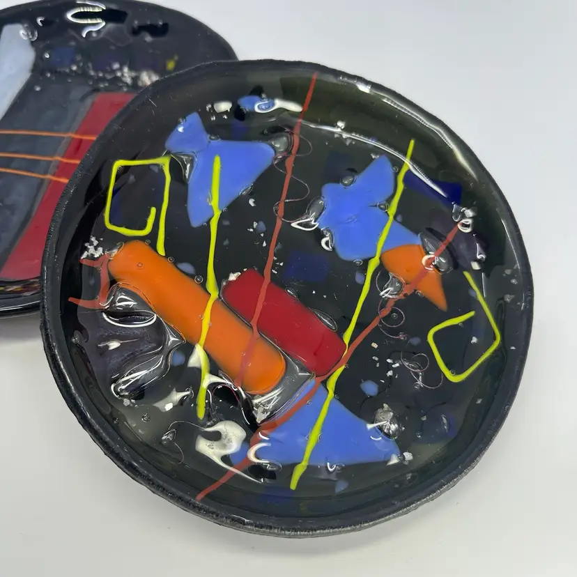 Abstract Design Fused Glass Plates Set/2
