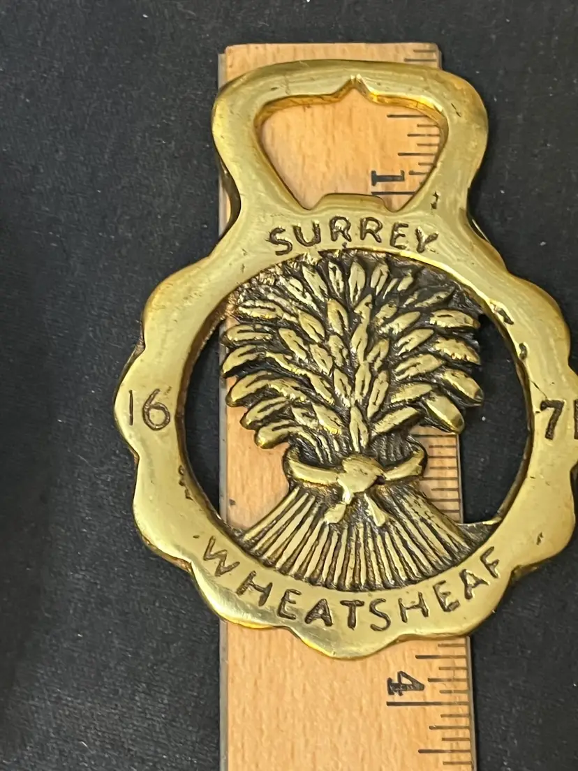 Vintage Surrey Wheatsheaf Bottle Opener Horse Brass England