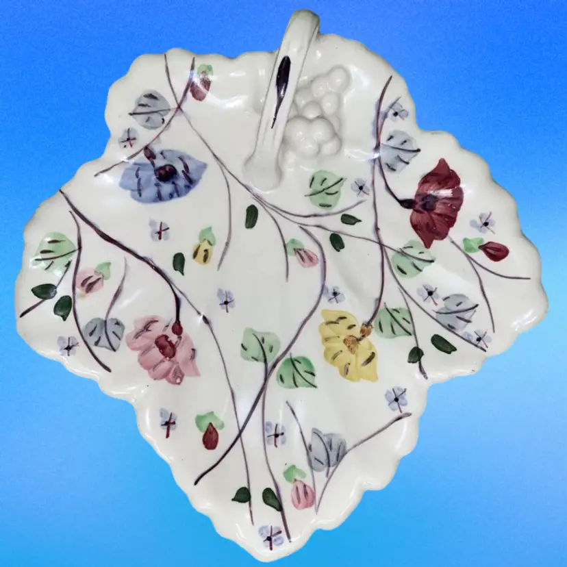 Blue Ridge Southern Potteries HP Handled Maple Leaf Dessert Treat Condiment Tray