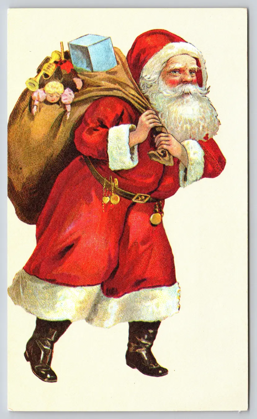 Postcard Santa Claus, He Went Straight to His Work, Merry Christmas, Evergreen Press - 13463