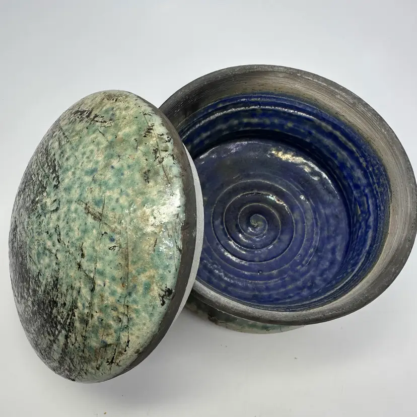 Raku Round Trinket Box With Lid
