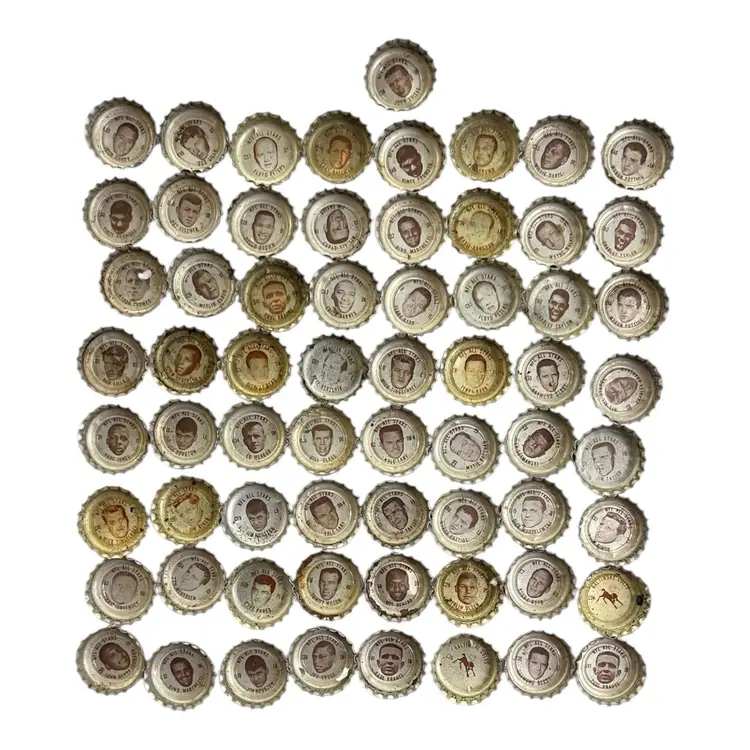 46. Massive Lot Of 65 1965 NFL Player Coca Cola Coke Caps With Johnny Unitas