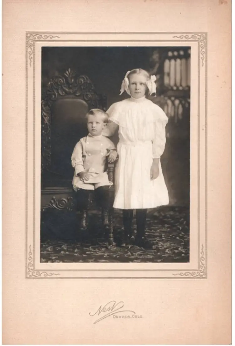Antique Photo Portrait Brother And Sister Circa 1895 To 1910 Studio Done