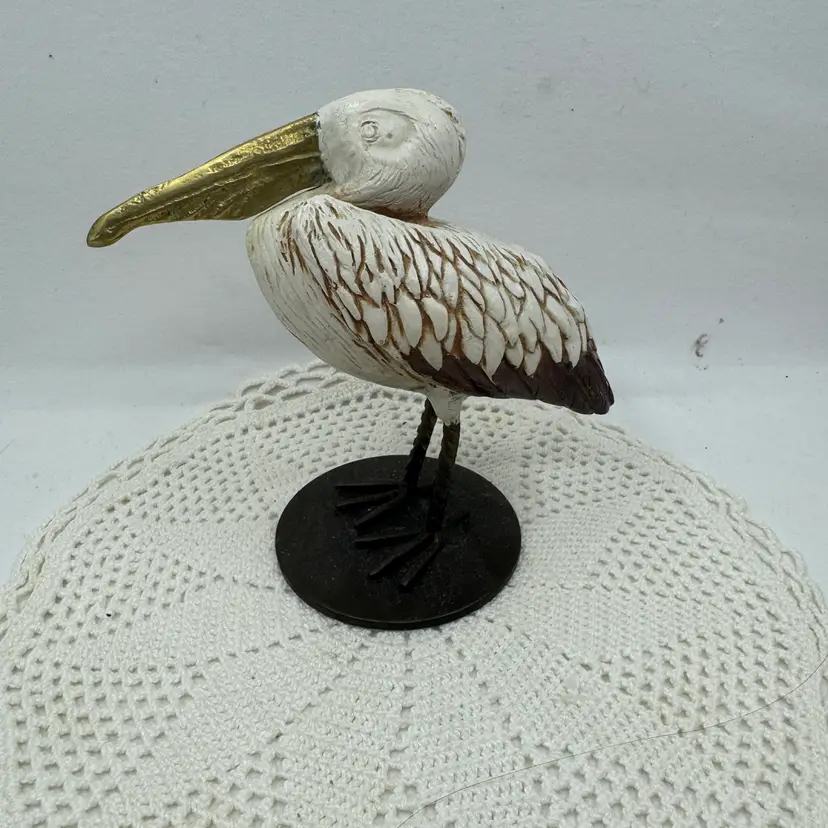 Pelican Figure With A Heavy Black Metal Base