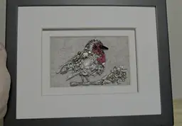 Jeweled Robin Bird Artwork – Framed