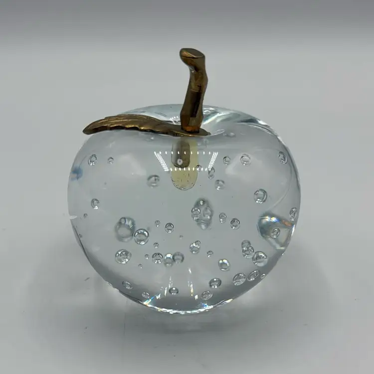 Dynasty Gallery China Clear Bubble Apple Gold Tone Leaf/Stem