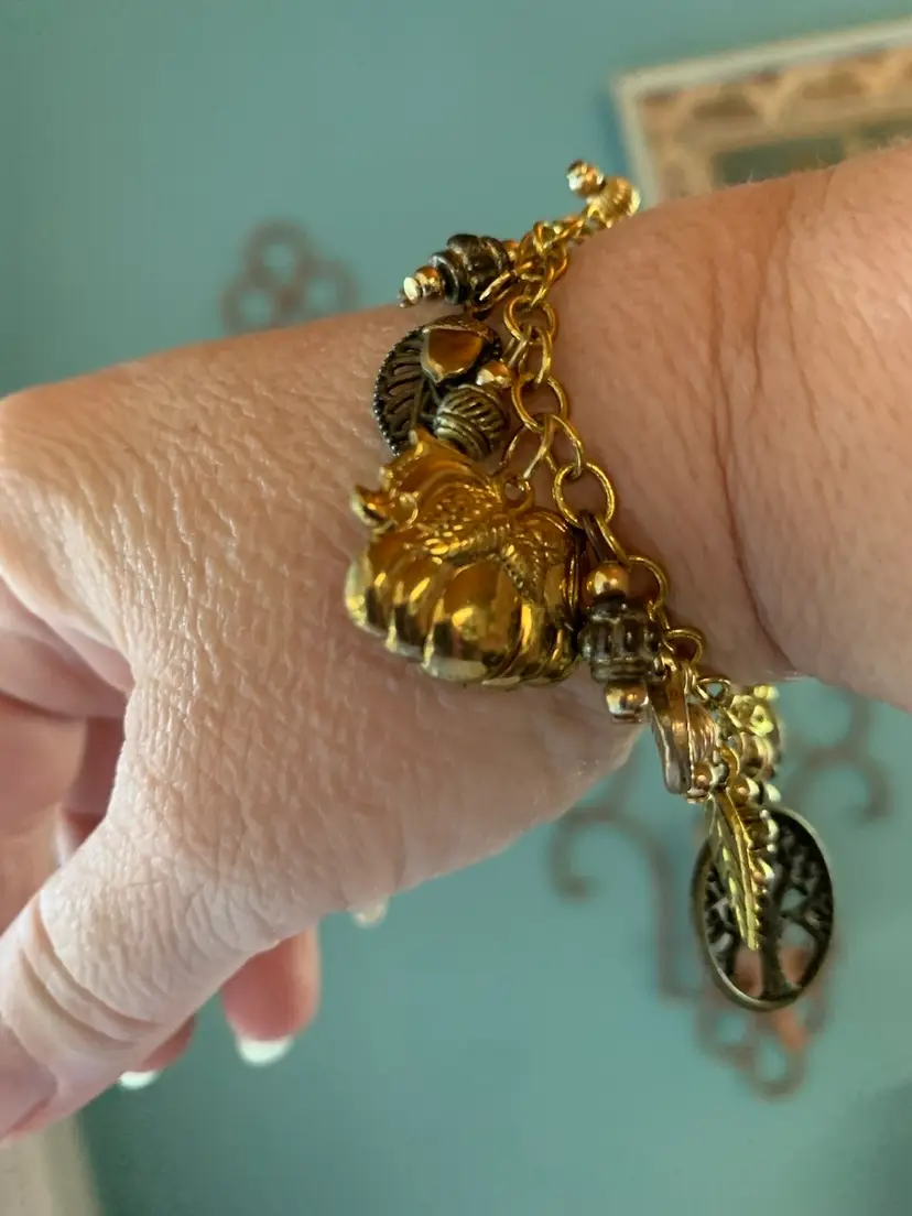 Mixed Metals Fall Charm Bracelet 