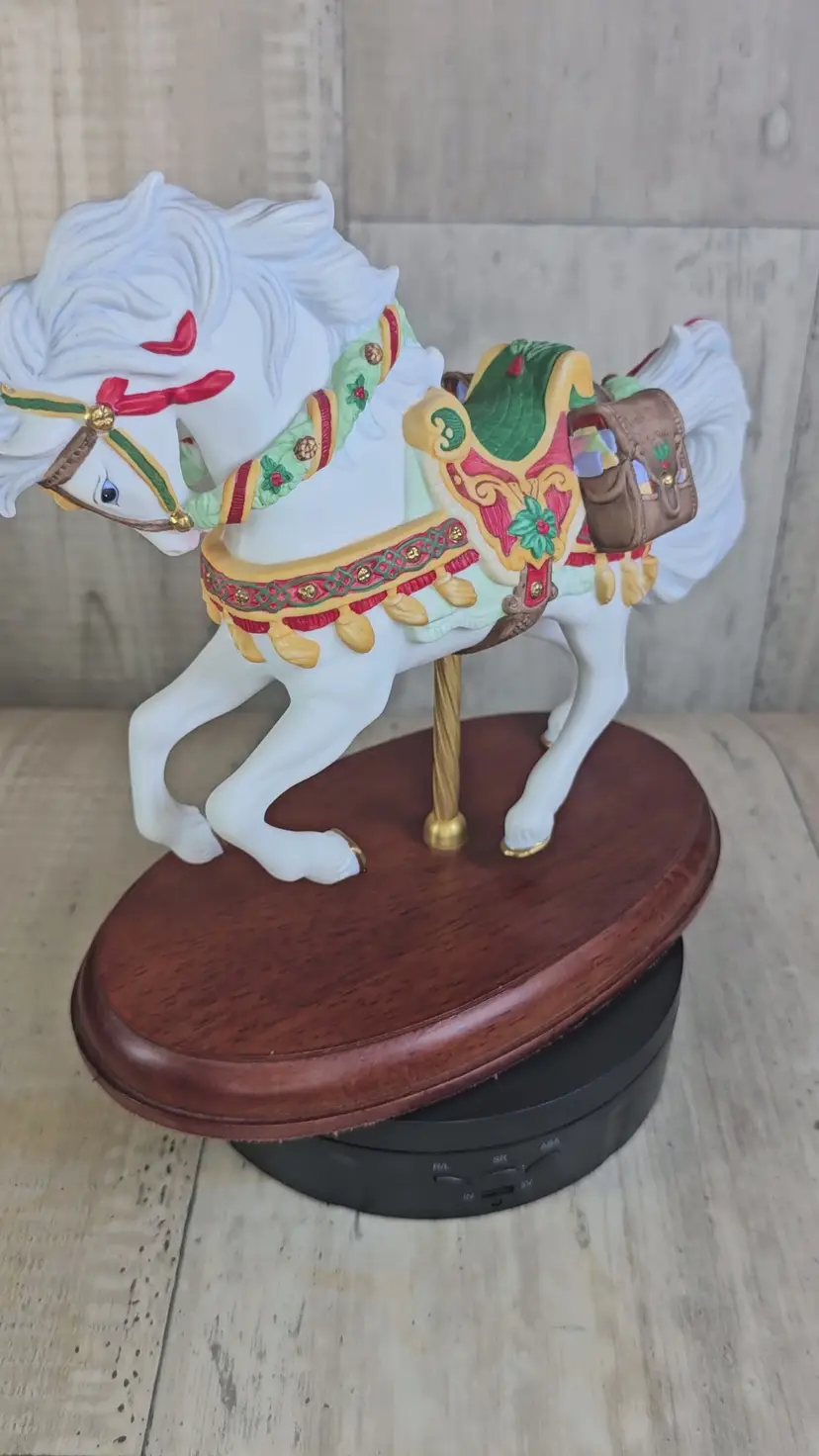 1999 Lenox North Pole Express Carousel Horse Christmas Figurine w Base