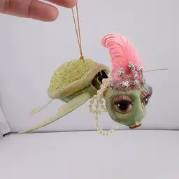 Glam sea turtle bobblehead ornament
