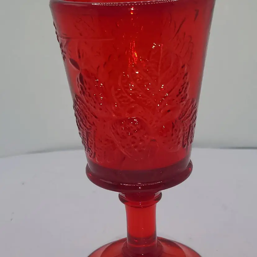 Vintage Amberina Red Glass Cordial/Juice by Independence UV Reactive