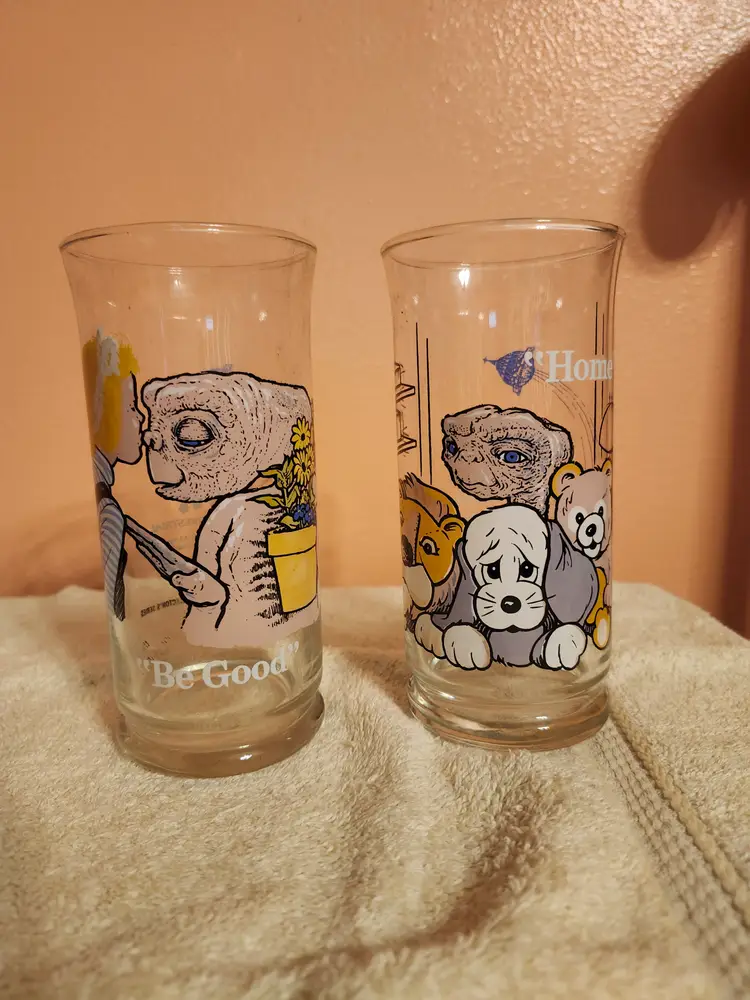 1982 "ET the Extraterrestrial" drinking glasses from Pizza Hut - set of 2