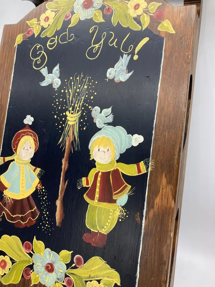 Small Christmas Wooden Sled, Rosemaling, Nordic 'God Jul' with Children