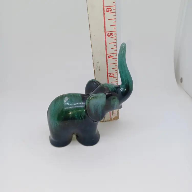 Vintage Blue Mountain Pottery Baby Elephant Green/Teal Glaze Canada