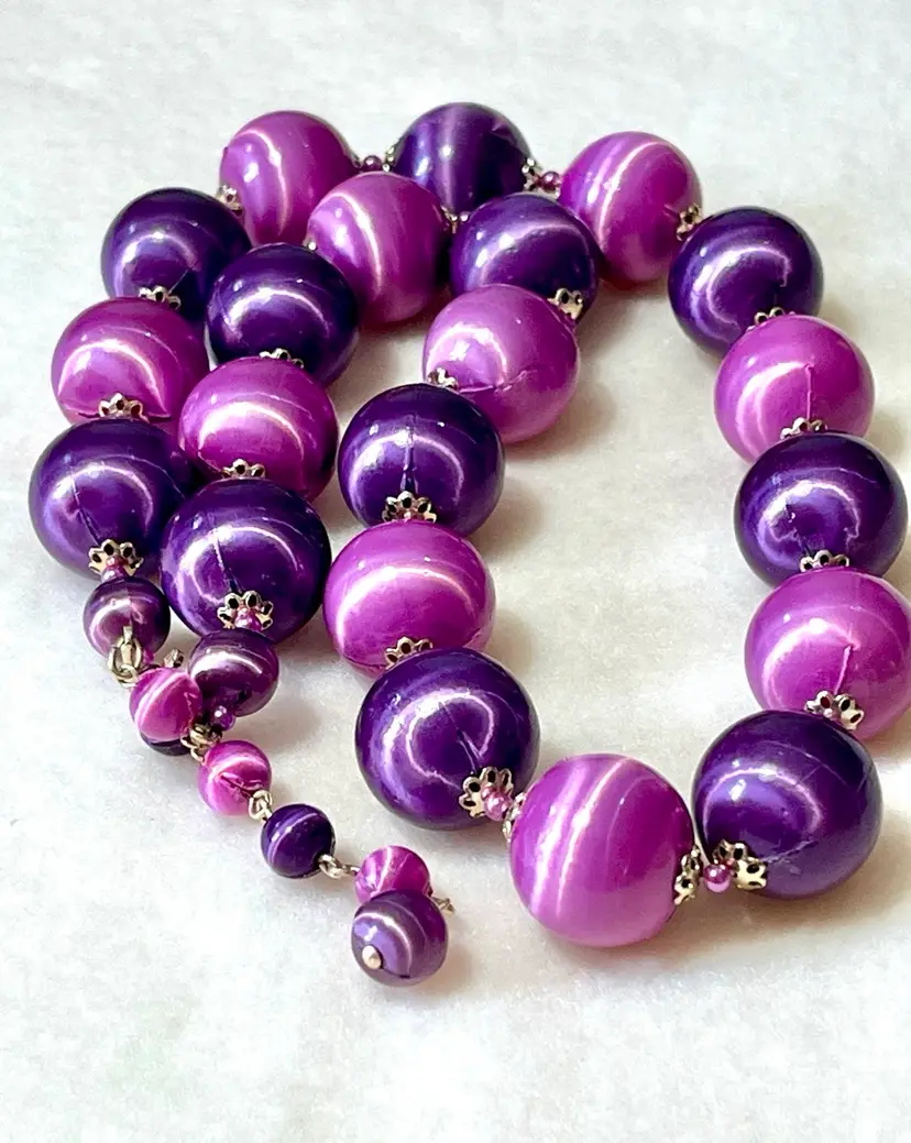 Purple Plastic Beads Necklace * Japan