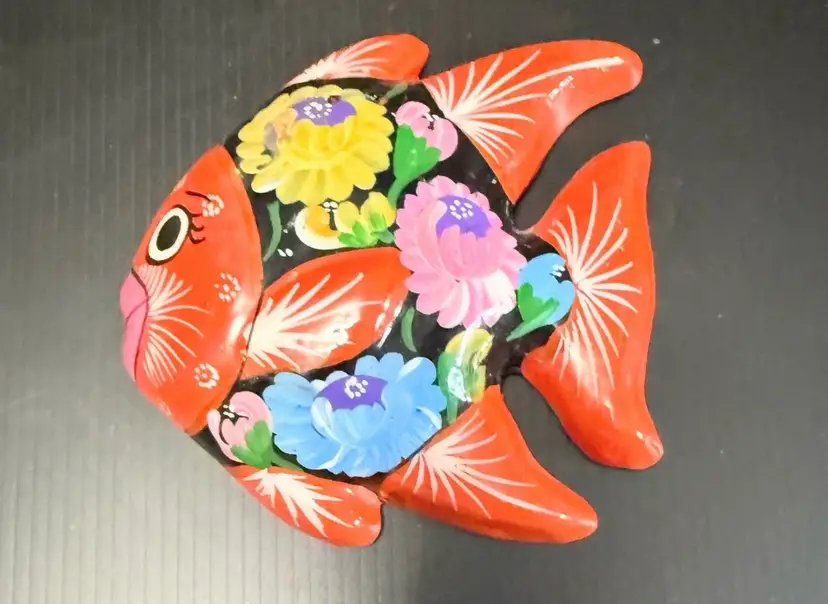 Hand Crafted Painted Mexican Pottery Fish Wall Decor Folk Art 4.5”