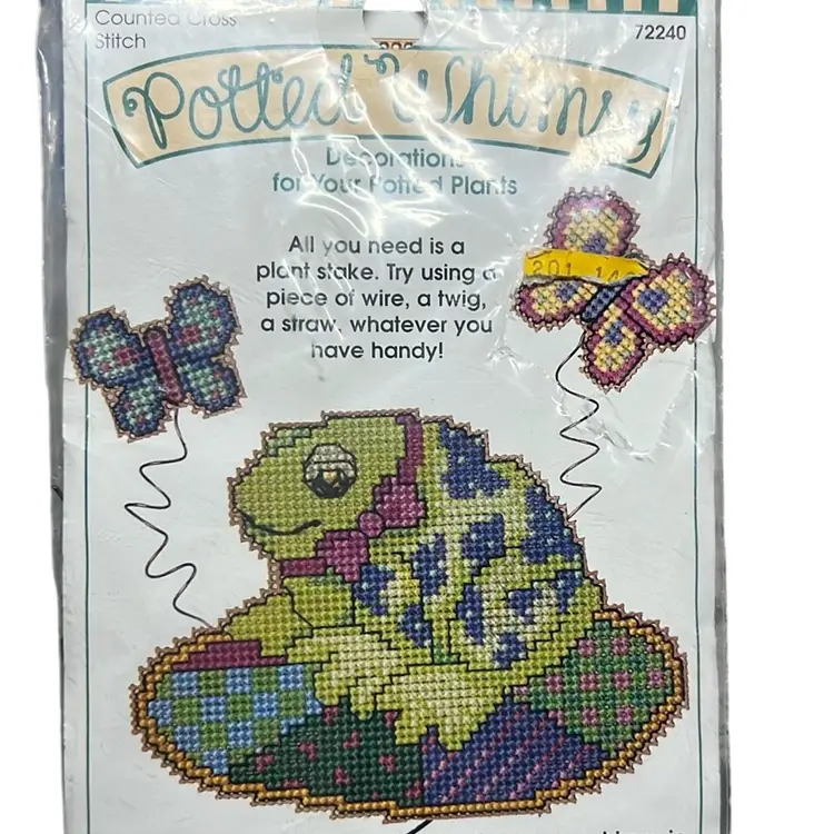 Potted Whimsy Embroidery Piece With Thread, Plastic Canvas, Wire, Needle And Easy Instructions