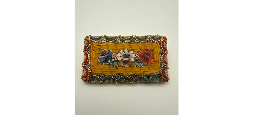Vintage Italian Art Glass Micro Mosaic Brooch **read**